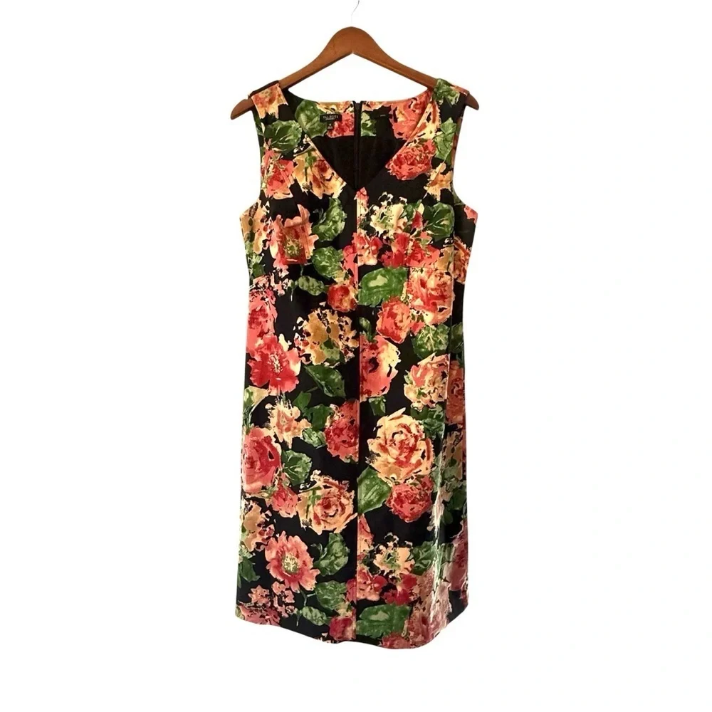 TALBOTS V neck Beautiful Floral Sleeveless Dress - Multicolor- Size 10 - Picture 2 of 5